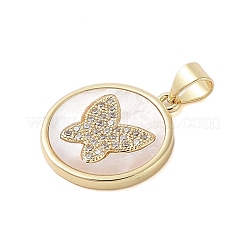 Brass Micro Pave Clear Cubic Zirconia Pendants&nbsp;KK-I712-45G