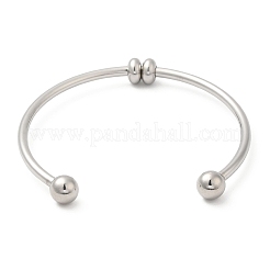 Non-Tarnish Screw End Ball 304 Stainless Steel Open Cuff Bangles&nbsp;BJEW-G677-01P