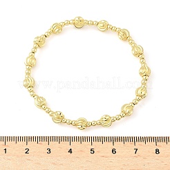 Brass Round Beaded Stretch Bracelets for Women Men&nbsp;BJEW-Z129-01G
