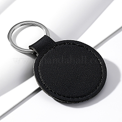 12Pcs 2 Styles Rectangle & Round Imitation Leather Pendant Keychains&nbsp;KEYC-CL0001-59