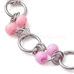 Pink & Plum Glass Seed Bead Link Bracelets&nbsp;BJEW-JB10266