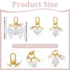 6Pcs 3 Styles ABS Imitation Pearl & Acrylic Pendant Decorations&nbsp;HJEW-WR00015