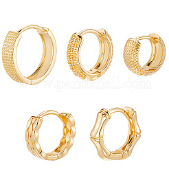 5 Pairs 5 Style Rack Plating Ring Brass Hoop Earrings for Women&nbsp;EJEW-BBC0001-97
