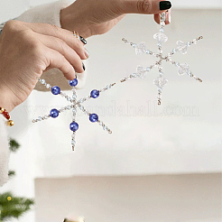 6Pcs 2 Styles Snowflake Glass Pendant Decoration&nbsp;HJEW-GO00048