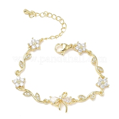 Brass Micro Pave Cubic Zirconia Link Chain Bracelets for Women&nbsp;BJEW-C156-04E-04G