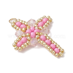 7Pcs 7 Colors Glass Seed Beaded Cross Pendants&nbsp;PALLOY-MZ00826