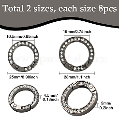 16Pcs 2 Styles Alloy Rhinestone Spring Gate Rings&nbsp;FIND-SP0004-52A