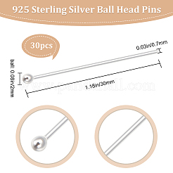 30Pcs 925 Sterling Silver Ball Head Pins&nbsp;STER-BBC0002-15