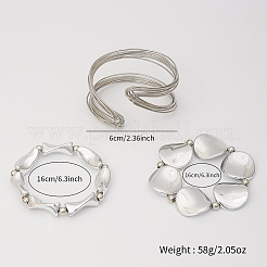 Iron & CCB Plastic Beaded Stretch Bracelets & Cuff Bangles Set for Women&nbsp;FS-WGEA17F-01