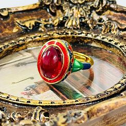 Oval Lab Grown Red Corundum Rings&nbsp;FS-WG323B2-01