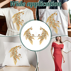 2Pcs 2 Styles Phoenix Tail Pattern Polyester Lace Computerized Embroidery Ornament Accessories&nbsp;DIY-NB0014-55A