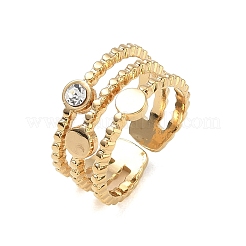 304 Stainless Steel Pave Clear Cubic Zirconia Cuff Open Rings for Women&nbsp;RJEW-F207-03F-G
