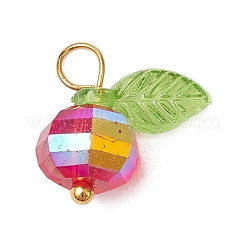 Transparent Electroplate Glass Beads with Transparent Acrylic Charms and Brass Ball Head pins Pendants&nbsp;PALLOY-JF03593-01