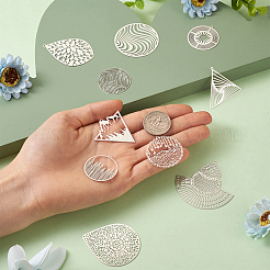 40Pcs 10 Style 201 Stainless Steel Filigree Pendants&nbsp;STAS-FW0001-26