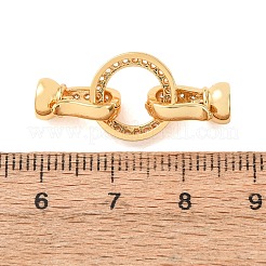Brass Micro Pave Clear Cubic Zirconia Fold Over Clasps&nbsp;KK-CBA25B2-03G