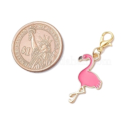 5Pcs Alloy Enamel Flamingo Shape Pendant Decorations&nbsp;HJEW-JM03786