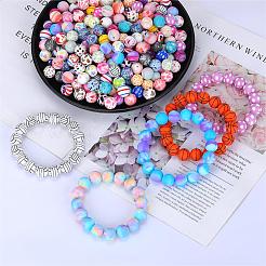 Printed Round with Leopard Print Pattern Silicone Focal Beads&nbsp;SI-JX0056A-101