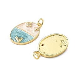 Brass Micro Pave Clear Cubic Zirconia Enamel Pendants&nbsp;KK-G536-23G