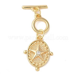 Brass Micro Pave Clear Cubic Zirconia Toggle Clasps&nbsp;KK-N254-75G