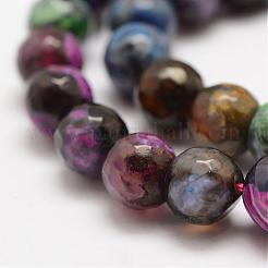 Faceted Natural Fire Crackle Agate Beads Strands&nbsp;G-F447-10mm-A07