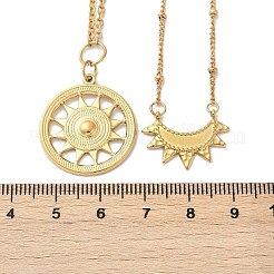 304 Stainless Steel Stackable Double Layer Pendant Necklaces for Women&nbsp;NJEW-S435-02G-E