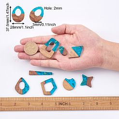 30Pcs 15 Style Transparent Resin & Walnut Wood Pendants&nbsp;RESI-FW0001-01