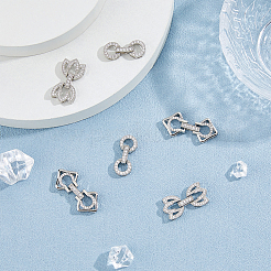 6Pcs 3 Styles Rack Plating Brass Micro Pave Clear Cubic Zirconia Fold Over Clasps&nbsp;KK-HS0001-02P
