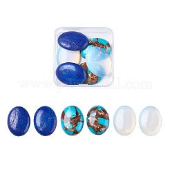 Opalite & Natural Lapis Lazuli & Dyed Synthetic Turquoise Cabochons&nbsp;G-JP0001-14