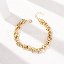 Twisted 304 Stainless Steel Double Ring Link Chains Bracelets for Women&nbsp;BJEW-G780-06G-02