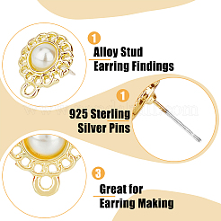 32Pcs 4 Style Alloy Flat Round Stud Earring Findings&nbsp;FIND-DC0003-70