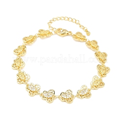 Brass Micro Pave Clear Cubic Zirconia Link Chain Bracelets for Women&nbsp;BJEW-A090-10C-G
