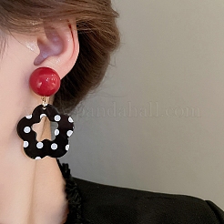 Flower Alloy Acrylic Dangle Stud Earrings&nbsp;FS-WG2BA3C-01