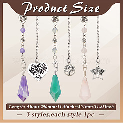 Cone Natural Rose Quartz & Amethyst & Yellow Jade Dowsing Pendulums&nbsp;PALLOY-MA00008