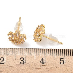 Snowflake Brass Micro Pave Cubic Zirconia Stud Earrings&nbsp;EJEW-Z152-02G-02