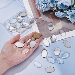 16Pcs 304 Stainless Steel Pendant Cabochon Settings&nbsp;STAS-UN0064-11