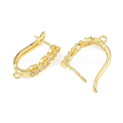 Brass Micro Pave Clear Cubic Zirconia Hoop Earrings Findings&nbsp;KK-K340-41G