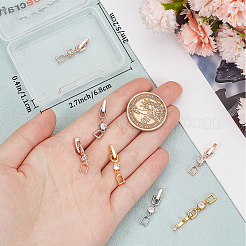 9Pcs 3 Colors Brass with Cubic Zirconia Fold Over Clasps&nbsp;ZIRC-BBC0002-68