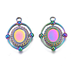 Rack Plating Rainbow Color 304 Stainless Pendants Enamel Settings&nbsp;STAS-S119-115
