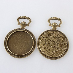 Tibetan Style Alloy Pendant Cabochon Bezel Settings&nbsp;TIBEP-M018-61AB-NF
