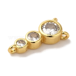 Rack Plating Brass Pave Clear Cubic Zirconia Flat Round Beaded Chandelier Component Links&nbsp;KK-U027-02G