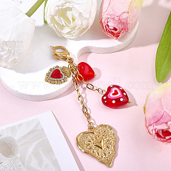 Heart 304 Stainless Steel Enamel with Lampwork Pendant Decorations&nbsp;HJEW-BM00056