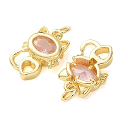 Brass Micro Pave Pink Cubic Zirconia Pendants&nbsp;CU-E003-11G-B