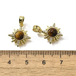 Natural Tiger Eye Sun Charms&nbsp;KK-K398-19G