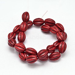Oval Synthetic Turquoise Melon Bead Strands&nbsp;G-M150-04