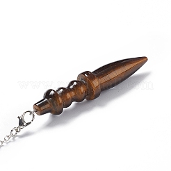 Natural Tiger Eye Pointed Dowsing Pendulums&nbsp;AJEW-B020-06P-02