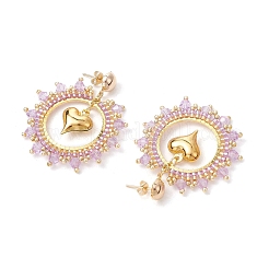 Iron Heart Dangle Stud Earrings&nbsp;EJEW-MZ00405-02