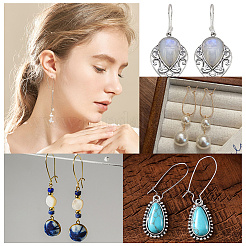 170Pcs 2 Styles 304 Stainless Steel Hoop Earrings Findings Kidney Ear Wires&nbsp;STAS-ME0002-41