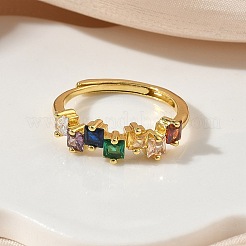 Adjustable Brass Micro Pave Cubic Zirconia Finger Rings&nbsp;RJEW-C163-26A-G