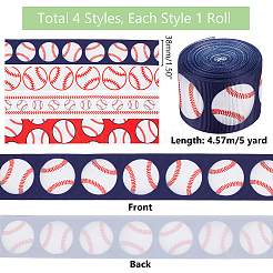 20 Yards 4 Styles Baseball Print Polyester Grosgrain Ribbon&nbsp;OCOR-PH0004-08