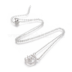 Brass Micro Pave Cubic Zirconia Pendant Necklaces&nbsp;NJEW-I230-20